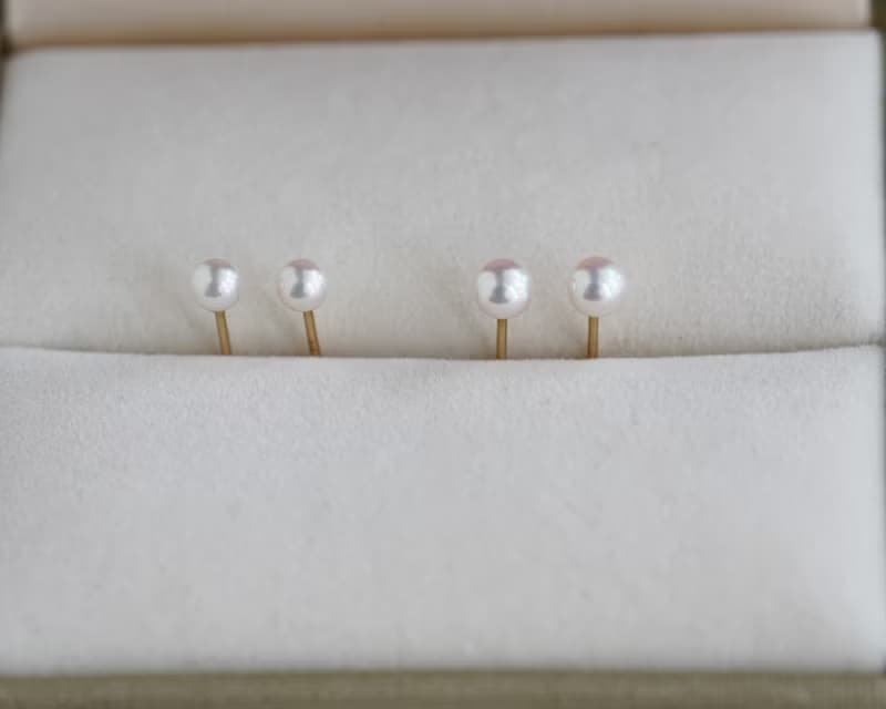 日本直送 超稀有 小米珠 3mm 3.5mm Akoya珍珠耳環 耳釘 耳針 18k