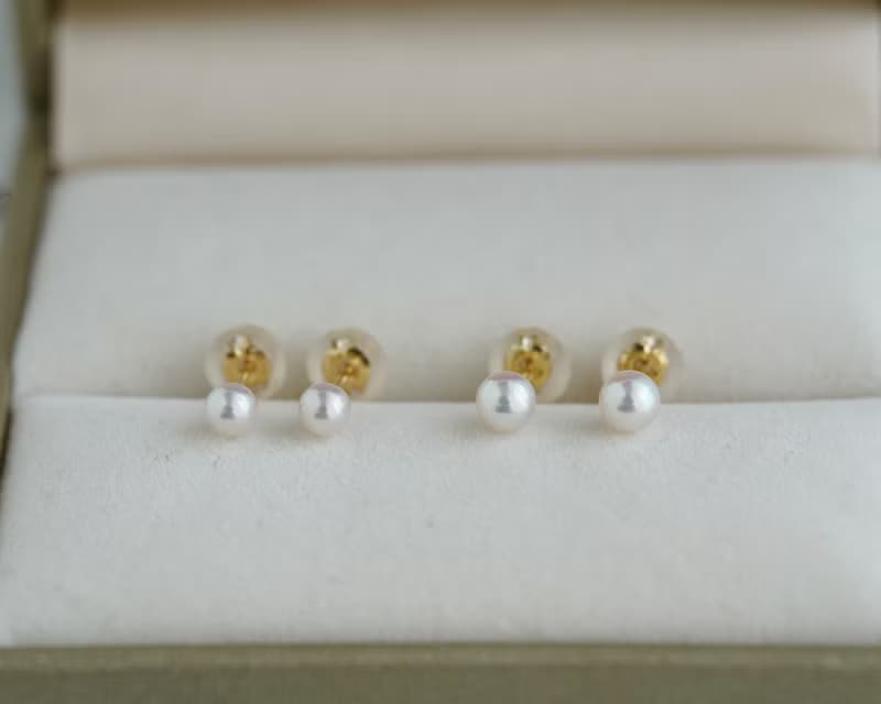 日本直送 超稀有 小米珠 3mm 3.5mm Akoya珍珠耳環 耳釘 耳針 18k