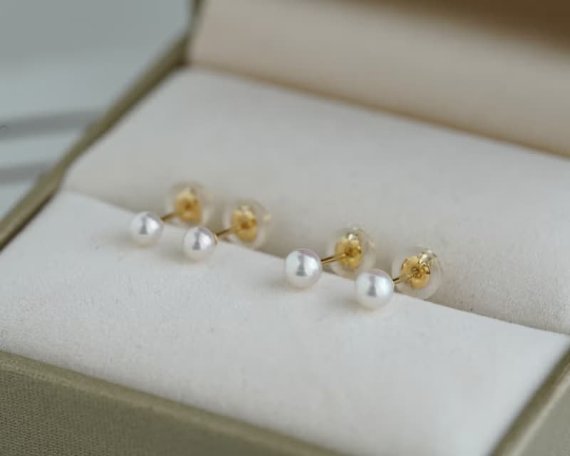 日本直送 超稀有 小米珠 3mm 3.5mm Akoya珍珠耳環 耳釘 耳針 18k