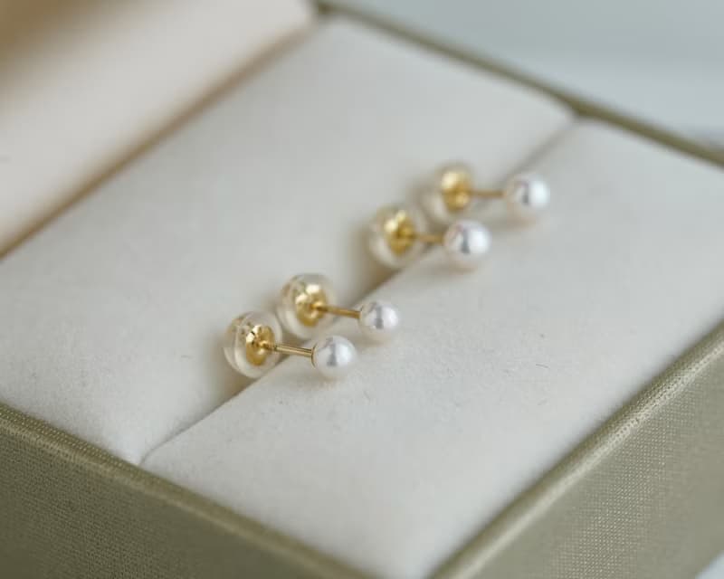 日本直送 超稀有 小米珠 3mm 3.5mm Akoya珍珠耳環 耳釘 耳針 18k