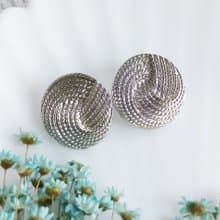 Vintage Jewelry 西洋古董飾品 銀色調 簡約 旋轉 針式耳環
