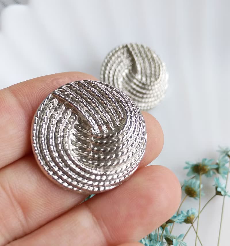 Vintage Jewelry 西洋古董飾品 銀色調 簡約 旋轉 針式耳環