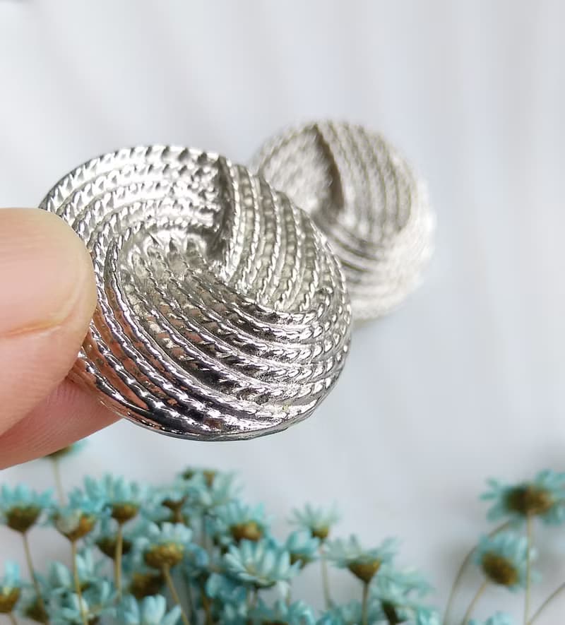Vintage Jewelry 西洋古董飾品 銀色調 簡約 旋轉 針式耳環