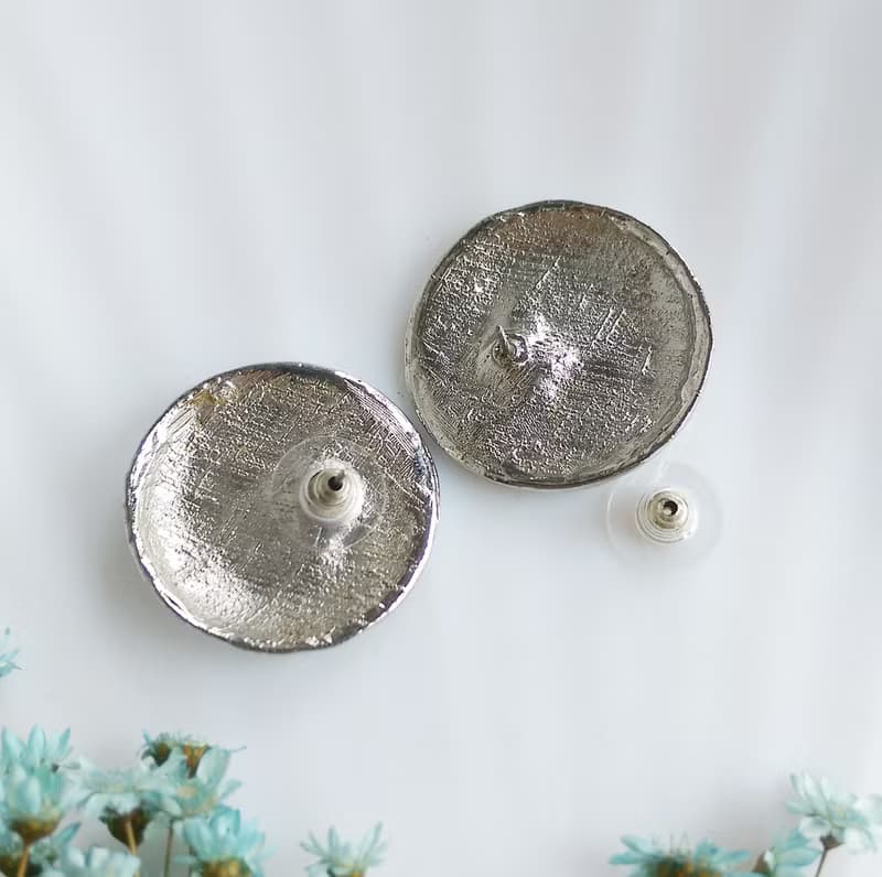 Vintage Jewelry 西洋古董飾品 銀色調 簡約 旋轉 針式耳環