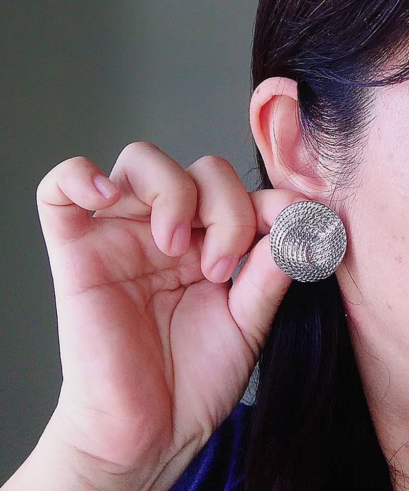 Vintage Jewelry 西洋古董飾品 銀色調 簡約 旋轉 針式耳環