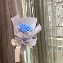 【單支永生玫瑰】迪士尼藍 生日禮物 婚禮小物 永生玫瑰花 附提袋