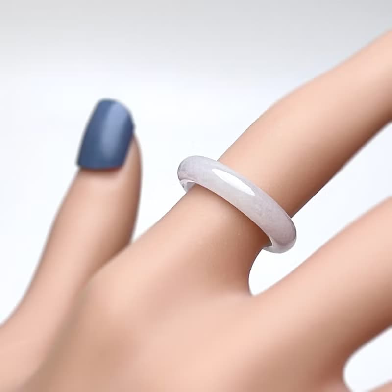 淡紫。翡翠細品歲月 一圖一物 療癒  I 天然緬甸A貨翡翠 戒圈 I