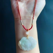 天然緬甸玉 翡翠 紅翡 牡丹花 吊墜 花開富貴 禮物 項鍊 花中之王