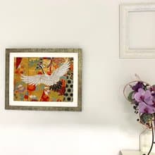 色打掛からつくるアートパネル　vintage 刺繍着物 和モダン 和風インテリア プレゼント 鶴 結婚祝 新築祝 長寿祝 縁起物 額装インテリア　045
