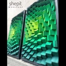 Set of 2 Artwork - 3D Wood Wall Art - Acoustic Panels - Green Decor - Music Room