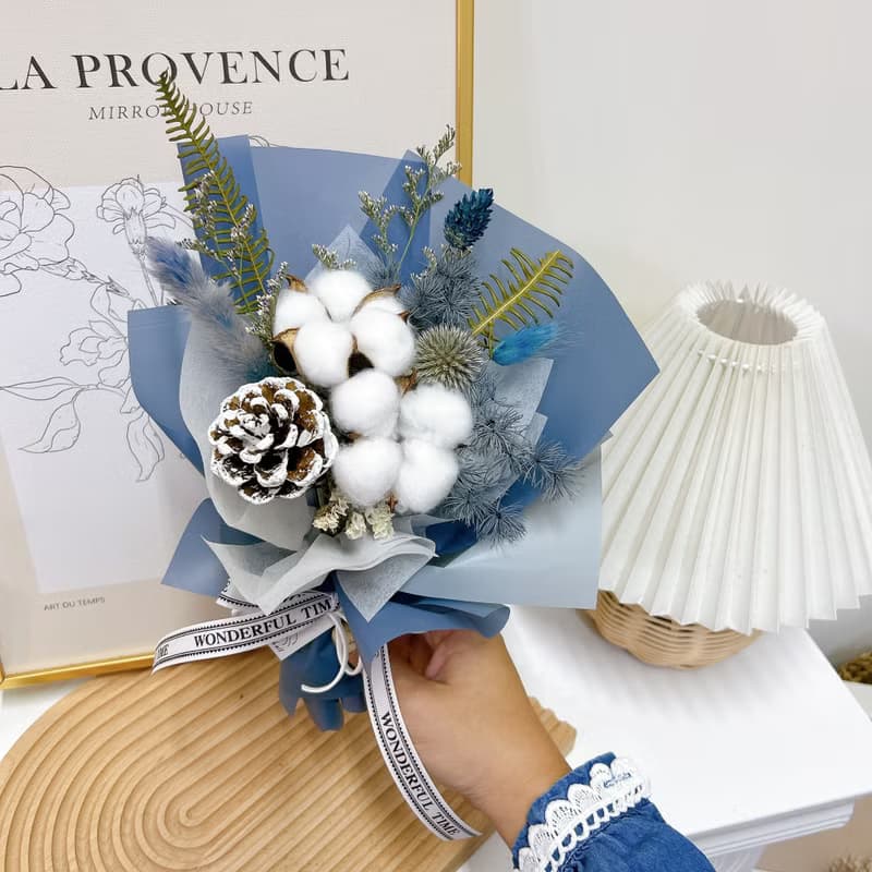 沈睡森林 棉花花束 永生花 告白 畢業 情人節 生日 乾燥花