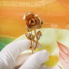 【西洋古董飾品】手工雕塑立體玫瑰花瓣 細緻褶皺紋路 花胸針胸章