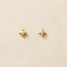 【Second Earrings】 18K 黃金迷你花朵耳環0.04ct