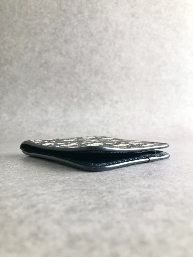 【 日本直送　名牌中古包 】Christian Dior クリスチャン ディオール トロッター 財布 ネイビー ジャガード レザー 二つ折り財布 knuihe