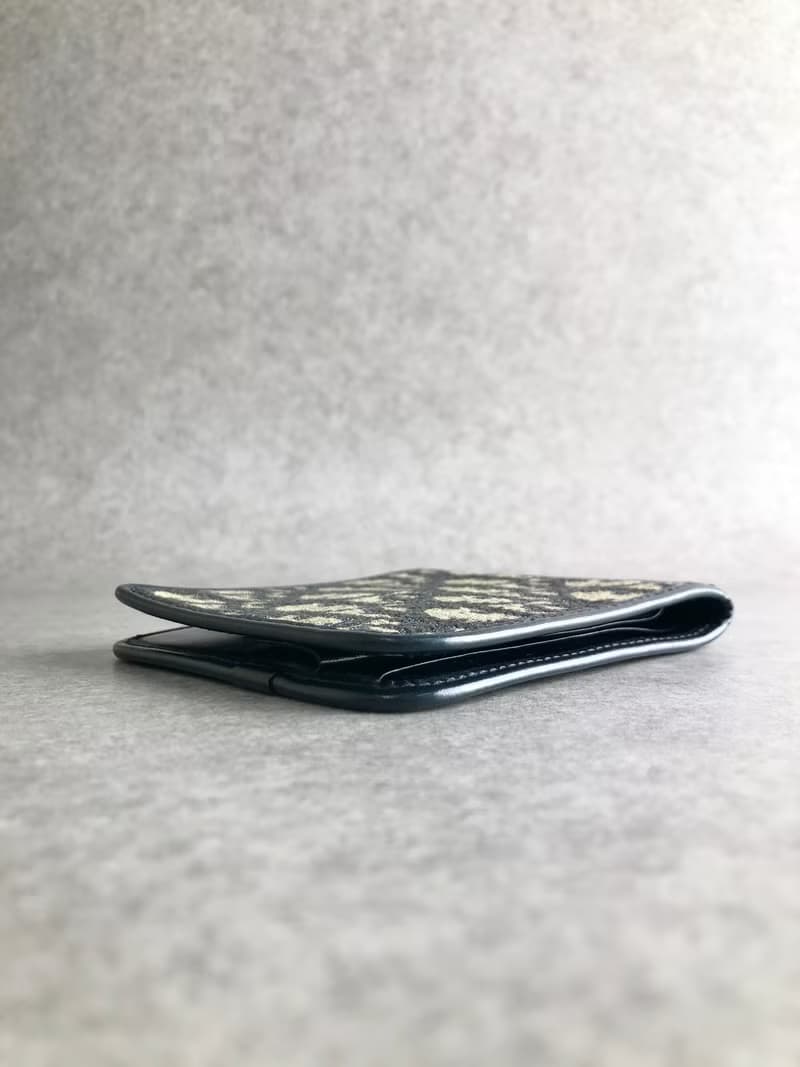 【 日本直送　名牌中古包 】Christian Dior クリスチャン ディオール トロッター 財布 ネイビー ジャガード レザー 二つ折り財布 knuihe