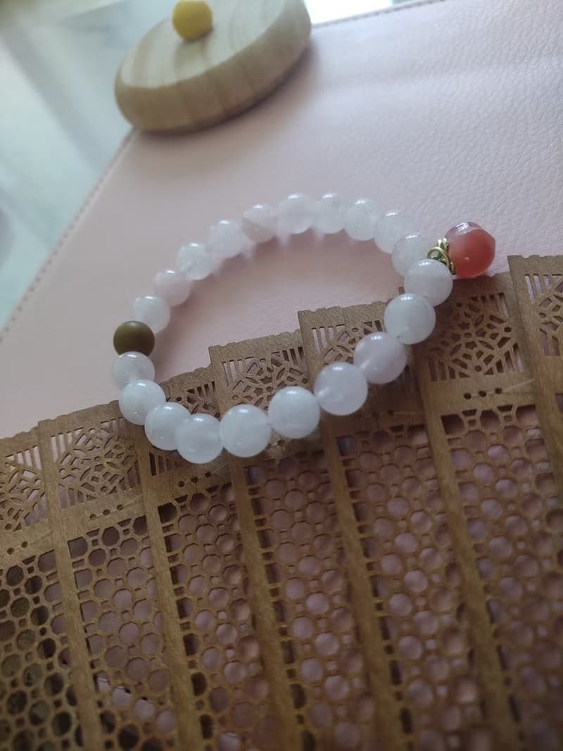 粉水晶手串招桃花運桃子蜜桃手鏈表白禮物女孩禮物高端禮物