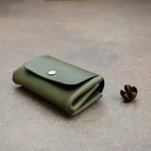 真皮雙蓋零錢包   雙層收納卡片 抹茶綠  禮物