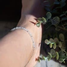 925 Silver Leg Bracelet, Moonstone Anklet, Capricorn stone, Christmas gift
