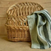 Set of 4 linen rustic kitchen stripe sguare towels, tea napkins, cottage style