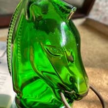 老雜貨老又好古董珠寶 綠色玻璃馬頭香水罐 Avon W67