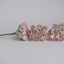 Paper flower, 25 pieces, size 1.5 x1.2  cm. bud roses, fuchsia brush color.