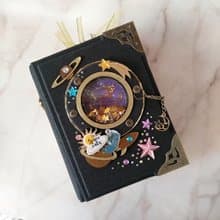 Cute Space Cats Extraterrestrial Journey Handmade Notebook 2 in 1 Set