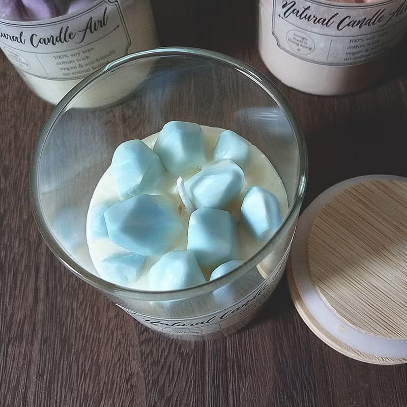 水晶原石 | 天然精油香氛大豆蠟燭 ~清甜薄荷 | 生日禮物 創意