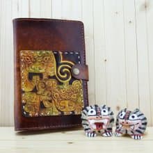 手作皮革筆記本手帳書札書衣-雲龍圖(加贈皮書籤)