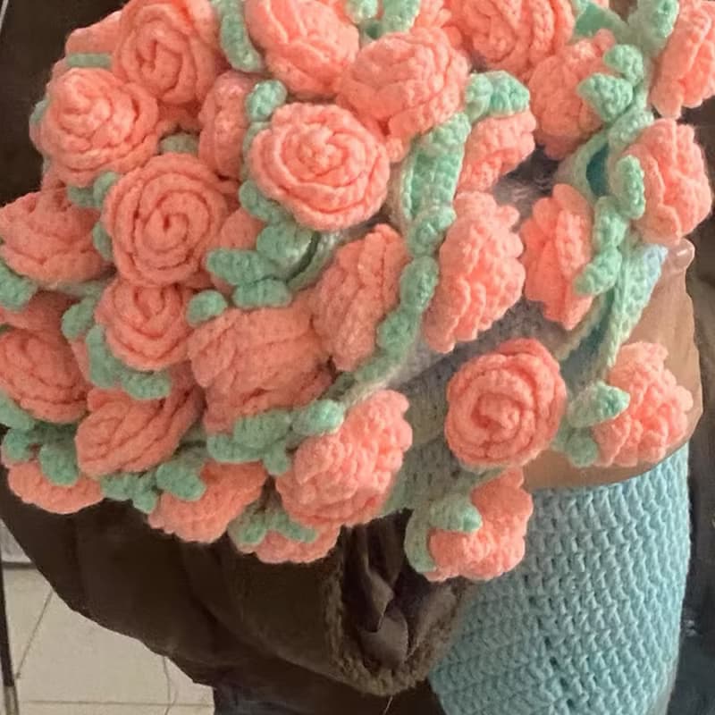 花朵毛毯花束毯子手工毯編織diy材料包鉤織玫瑰毛線禮物