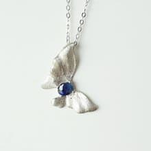 Natural Blue Sapphire Pendant and Necklace Sterling Silver 925.
