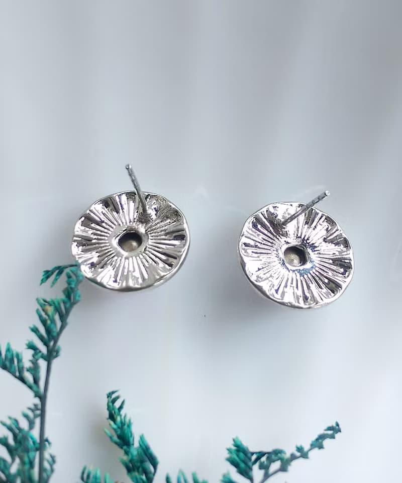 Vintage Jewelry 西洋古董飾品  粉紫 飛碟石 秀氣 針式耳環