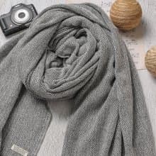 【厚款】喀什米爾羊毛圍巾/披肩  鑽石紋黑灰色 手工機織