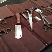 Leather groommer tool bag 6-24 pockets, Scissors roll, Pet grooming organizer