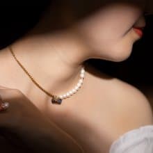 【兩用首飾最佳禮物】天然珍珠金色磁吸短鍊/手鍊/項鍊(一秒穿戴)