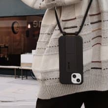 【手機掛繩】可拆式 Urban Basic 經典黑 iPhone 手機支架 背繩殼