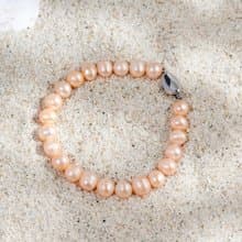 天然粉色淡水珍珠手鍊 銀色元寶扣 8-9mm   簡約時尚 情人節禮物