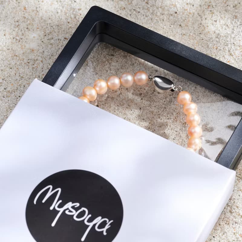 天然粉色淡水珍珠手鍊 銀色元寶扣 8-9mm   簡約時尚 情人節禮物