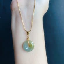 天然緬甸玉 翡翠 冰黃翡 平安扣 設計款 項鍊 禮物 生日禮物