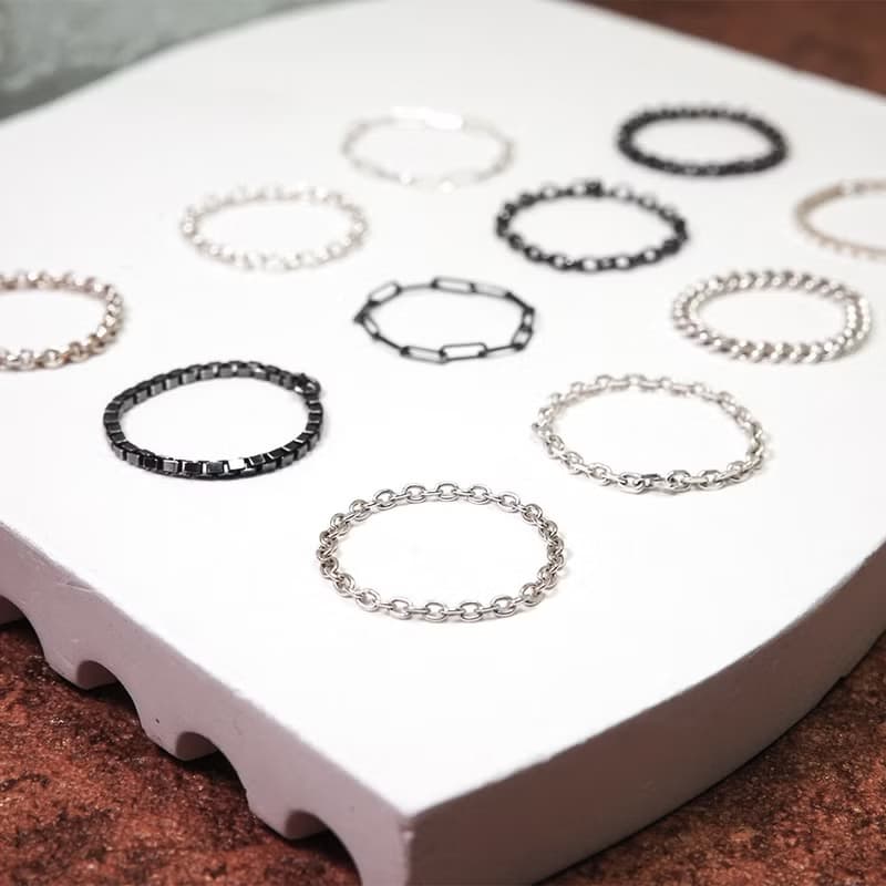 任選3件999 純銀鍊戒 女戒 軟戒指 多款戒圍 可當尾戒