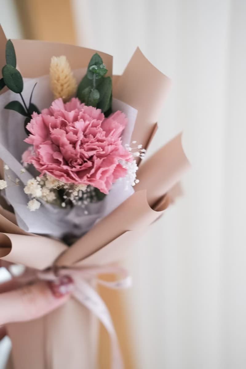 cherry blossom-單朵永生康乃馨花束