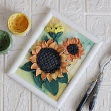 Sunflowers painting, textured wall art, sculpture painting, housewarming gift