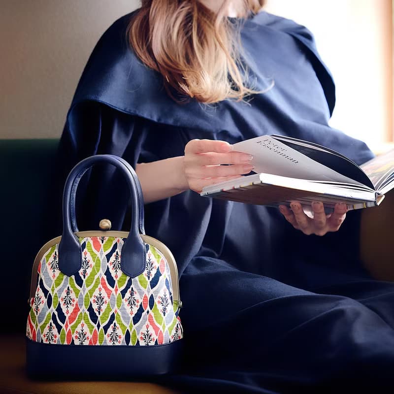 手捺染 絲綢 2way 口金包 手提包 星之花束 【日本製】