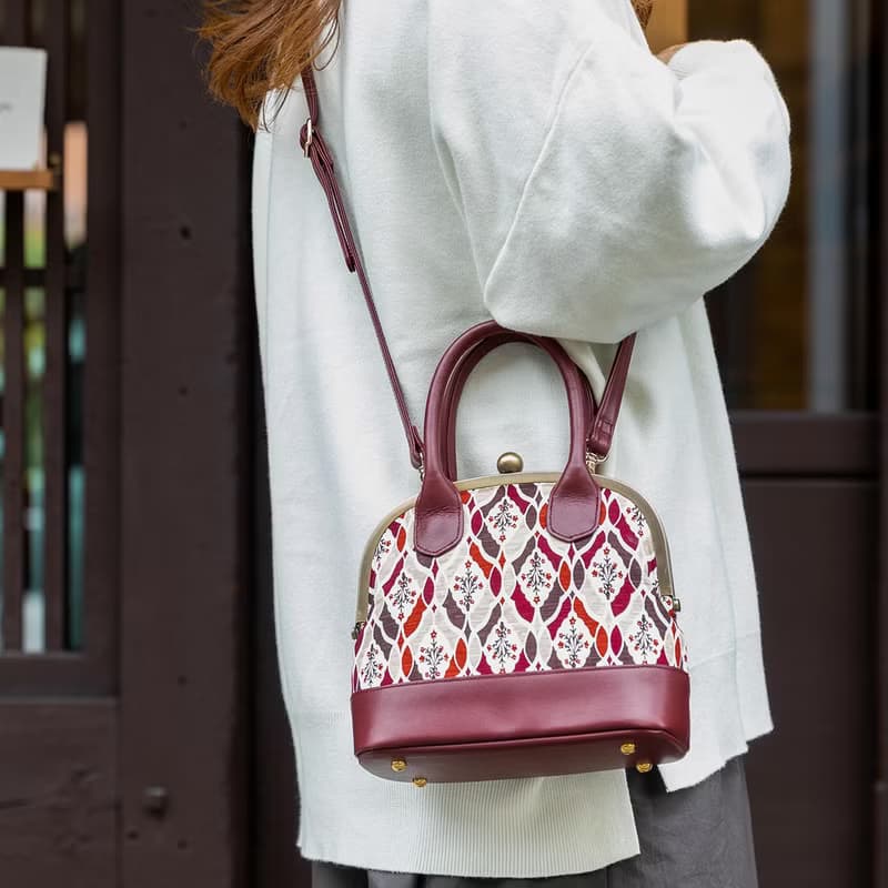 手捺染 絲綢 2way 口金包 手提包 星之花束 【日本製】