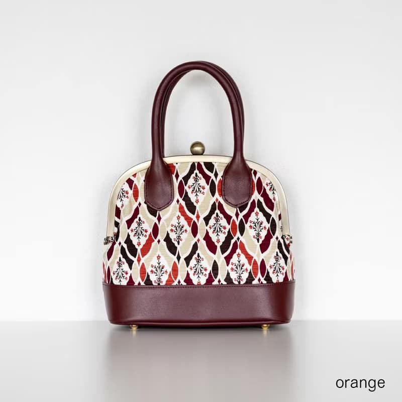 手捺染 絲綢 2way 口金包 手提包 星之花束 【日本製】