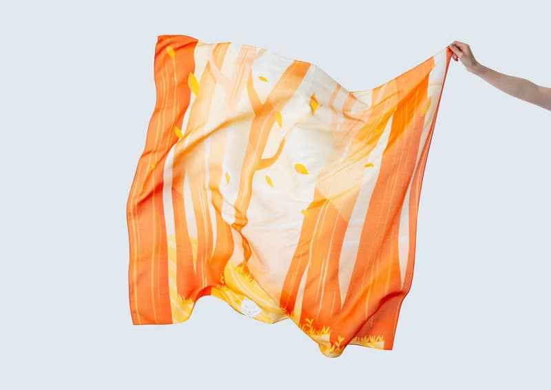 Forest Dream Autumn Fox, Tencel Silk Scarf. Silk Scarf. Pure Silk