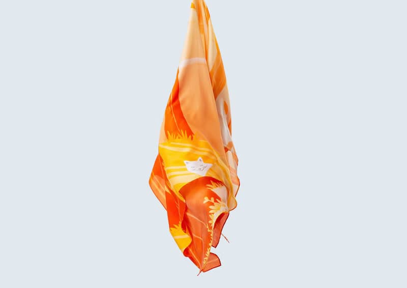 Forest Dream Autumn Fox, Tencel Silk Scarf. Silk Scarf. Pure Silk