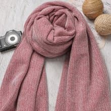 【厚款】喀什米爾羊毛圍巾/披肩  鑽石紋暗紅 手工機織