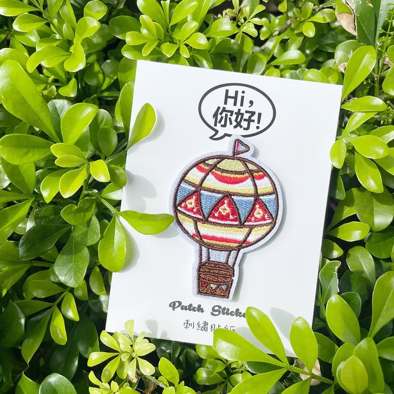 刺繡貼紙-復古小花熱氣球