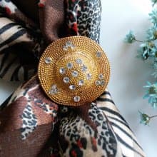 【西洋古董飾品】金色調 優美的帽子 圍巾夾 絲巾扣 絲巾夾