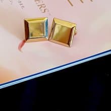 vintage jewelry  經典金色方形 夾式耳環